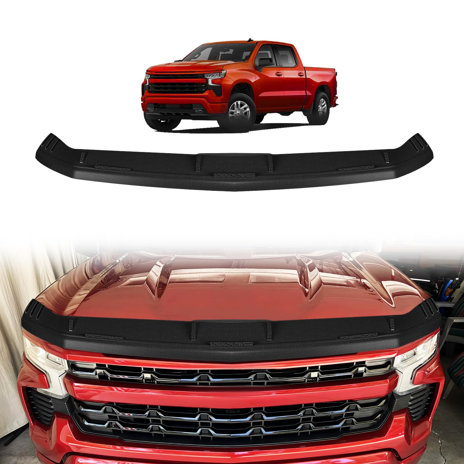 Photo 1 of TripleAliners Hood Deflector Protector Compatible with 2019-2025 2026 Chevy Silverado1500 Accessories Hood Protector TPE Bug Deflector Shield Replacement(No for ZR2, Custom Trail Boss & LT Trail Boss)