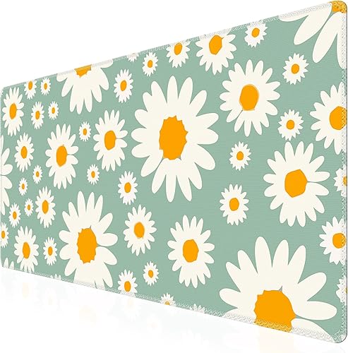 Miniatura 10 de iCasso Alfombrilla de escritorio, XXL Alfombrilla grande para mouse, con base antideslizante y bordes cosidos, para trabajo y juegos (floral verde)