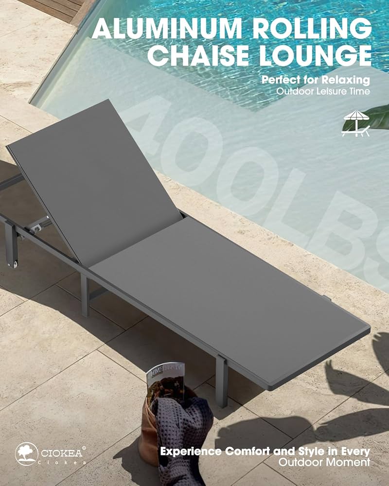 Foldable Beach Chaise Lounge 4 Adjustable Positions Tanning Chair