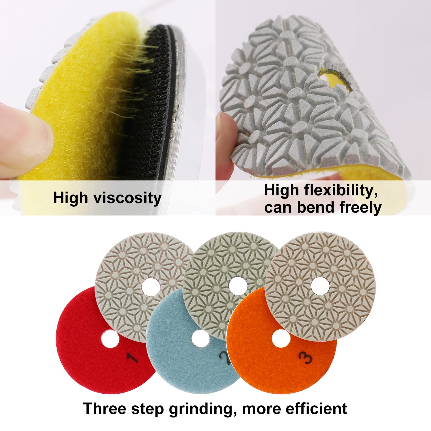 Almohadillas De Pulido De Diamante De Metal - 3 Pulgadas, Grano 100, Para Mármol, Granito, Cerámica, 3 Uds