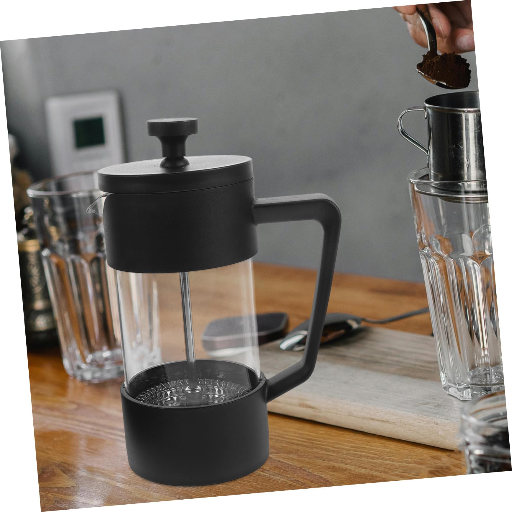 LABRIMP High-heat Borosilicate Glass Coffee Maker Espresso Press for Camping Travel Elegant Coffee Brewing Tool for Home Kitchen Use Versatile Tea Brewer Press