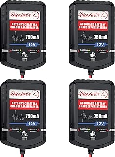 [4-Pack] LEICESTERCN Automatic Trickle Battery Charger Maintainer 12V 750mA Smart Float Charger for Car Motorcycle Lawn Mower Tractor Boat SLA ATV Wet AGM Gel Cell Lead Acid Batteries