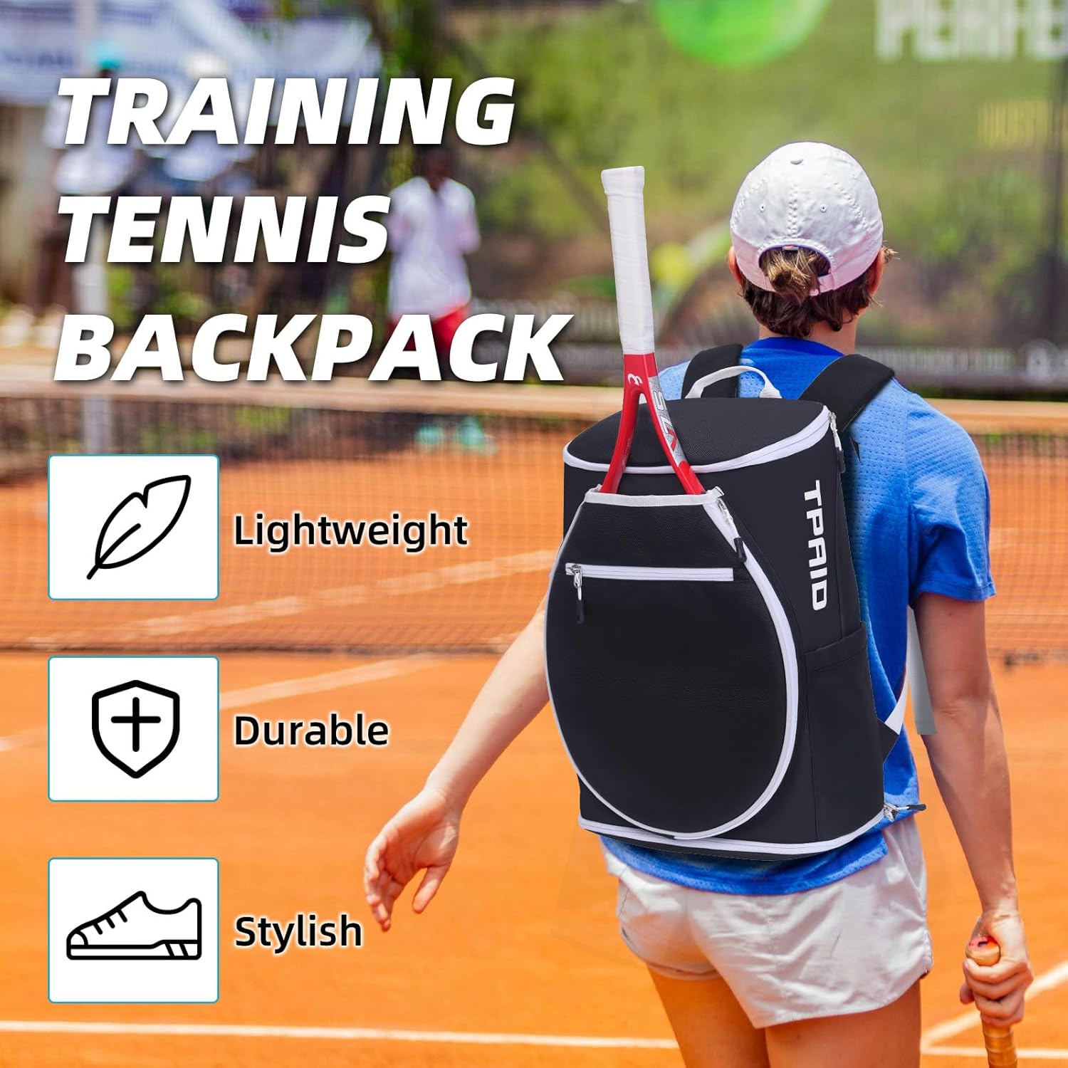 TPAID Tennis Backpack, Team Tennis Racket Bag for Men & Women, Sport Bags for Tennis Pickleball Badminton with Shoes Compartment