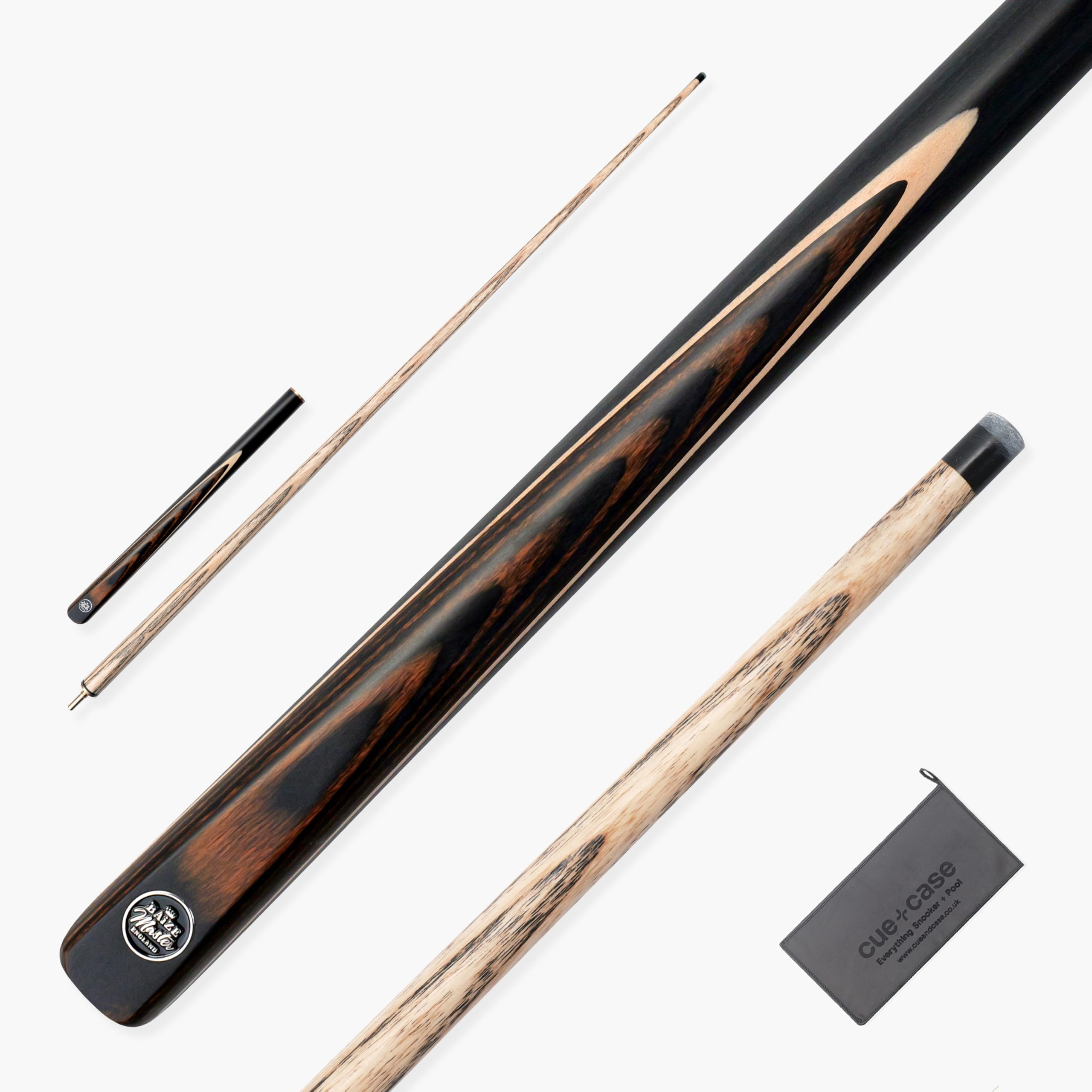 BAIZE MASTER Crusher 57 Inch ¾ Joint English Pool Break Cue with Phenolic Ferrule, Ash Shaft and Ebony Style Butt - 11mm Tip – For Breaking Only – Free Microfibre Cue Towel (Copper)