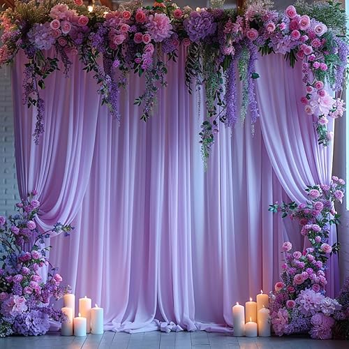 10x10ft Wrinkle Free Lavender Backdrop Curtain for Parties Soft Fabric Drapes Wedding Curtain Backdrop for Birthday Party Decorations Background for Photography 5x10ft,2 Panels - W5' x H10'(2 panels) - Lavender
