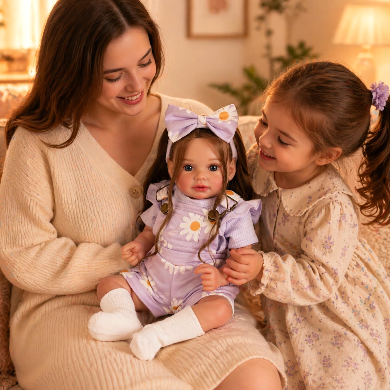 BABESIDE Bambola Realistica 50 cm per Bambina Corpo in Tessuto Morbido Testa e Arti in Vinile, Occhi Aperti, Abito Carino con Accessori, Giocattolo e Oggetto da Collezione per Bambini dai 3 Anni in Su