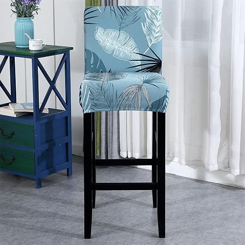 Miniatura 7 de SearchI Juego de 4 fundas elásticas para taburetes de bar, elásticas, extraíbles y lavables, estampadas, fundas para sillas de altura de mostrador