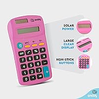 Vista 9 de Calculator Red, Basic Small Solar and Battery Operated, Large Display Four Function, Auto Powered Handheld Calculator School and Kids Available in