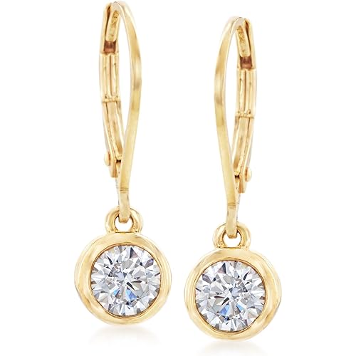 Ross-Simons 1.00 ct. t.w. Bezel-Set CZ Drop Earrings in 14kt Yellow Gold