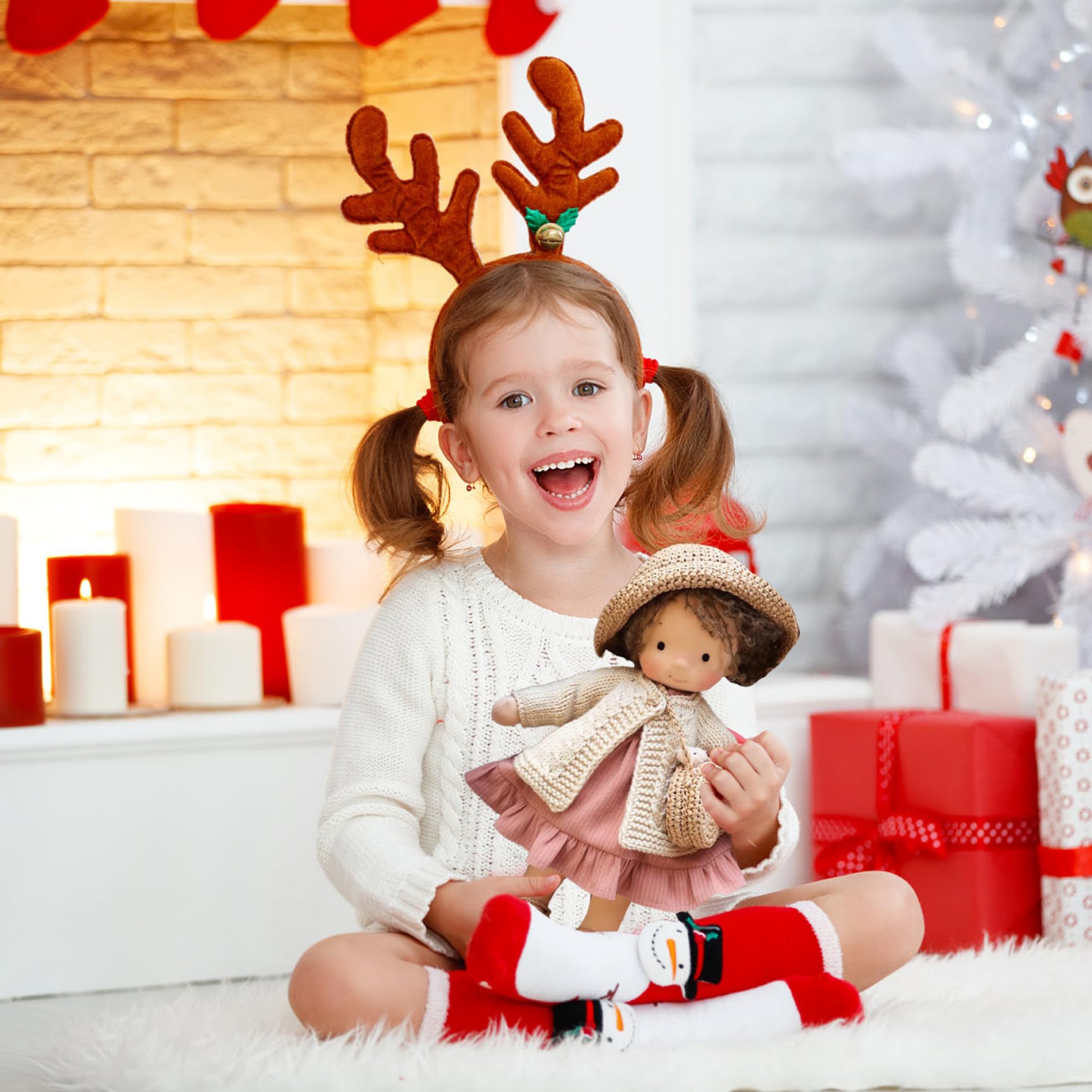 Muñeca De Trapo De 24 Cm Con Sombrero Y Bufanda – Peluche Suave De Vinilo, Juguete De Rol Navideño Para Niños