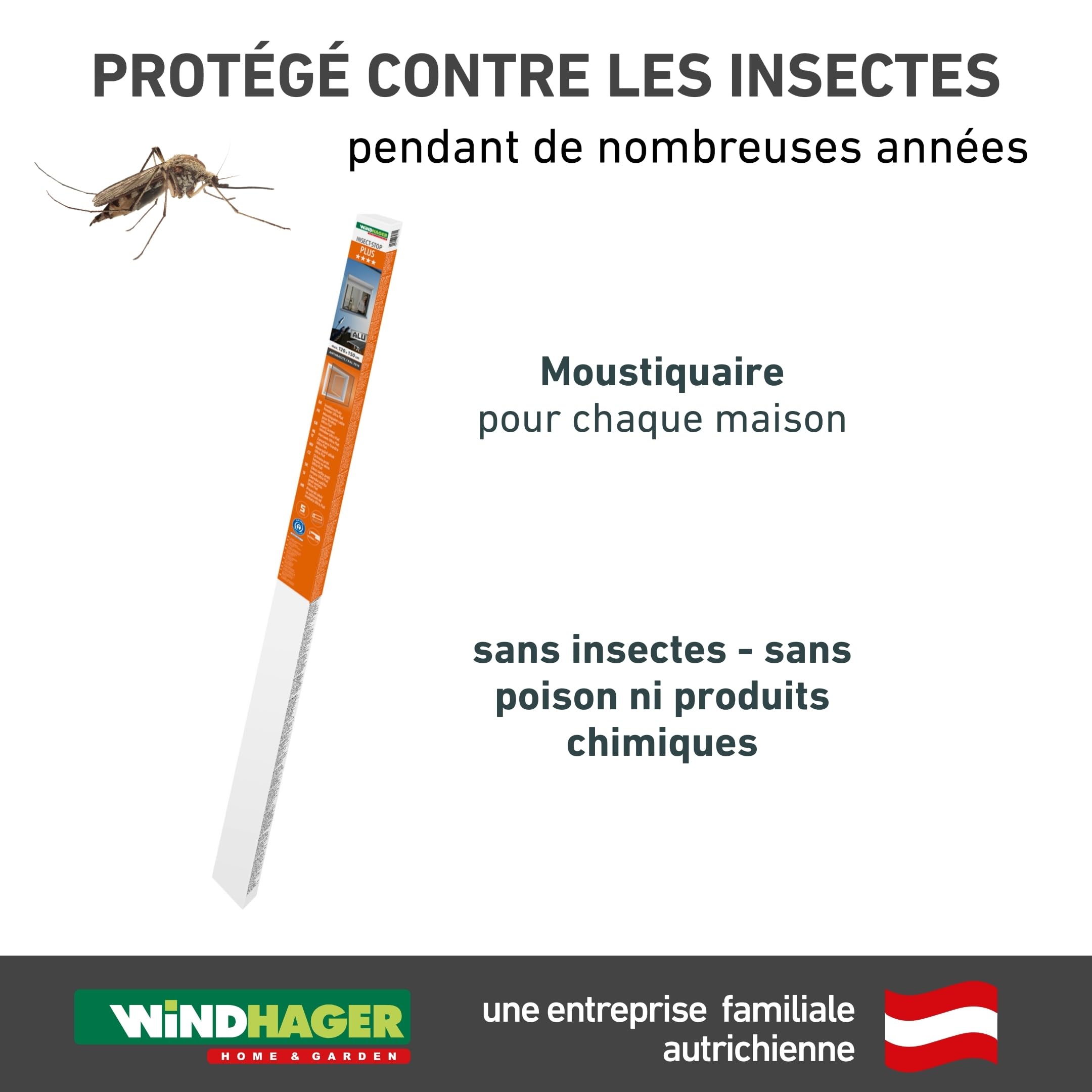 Windhager 03967 Moustiquaire cadre en aluminium pour fenêtre Ultra Flat, kit de montage soi-même, 100 x 120 cm, anthracite, 03967