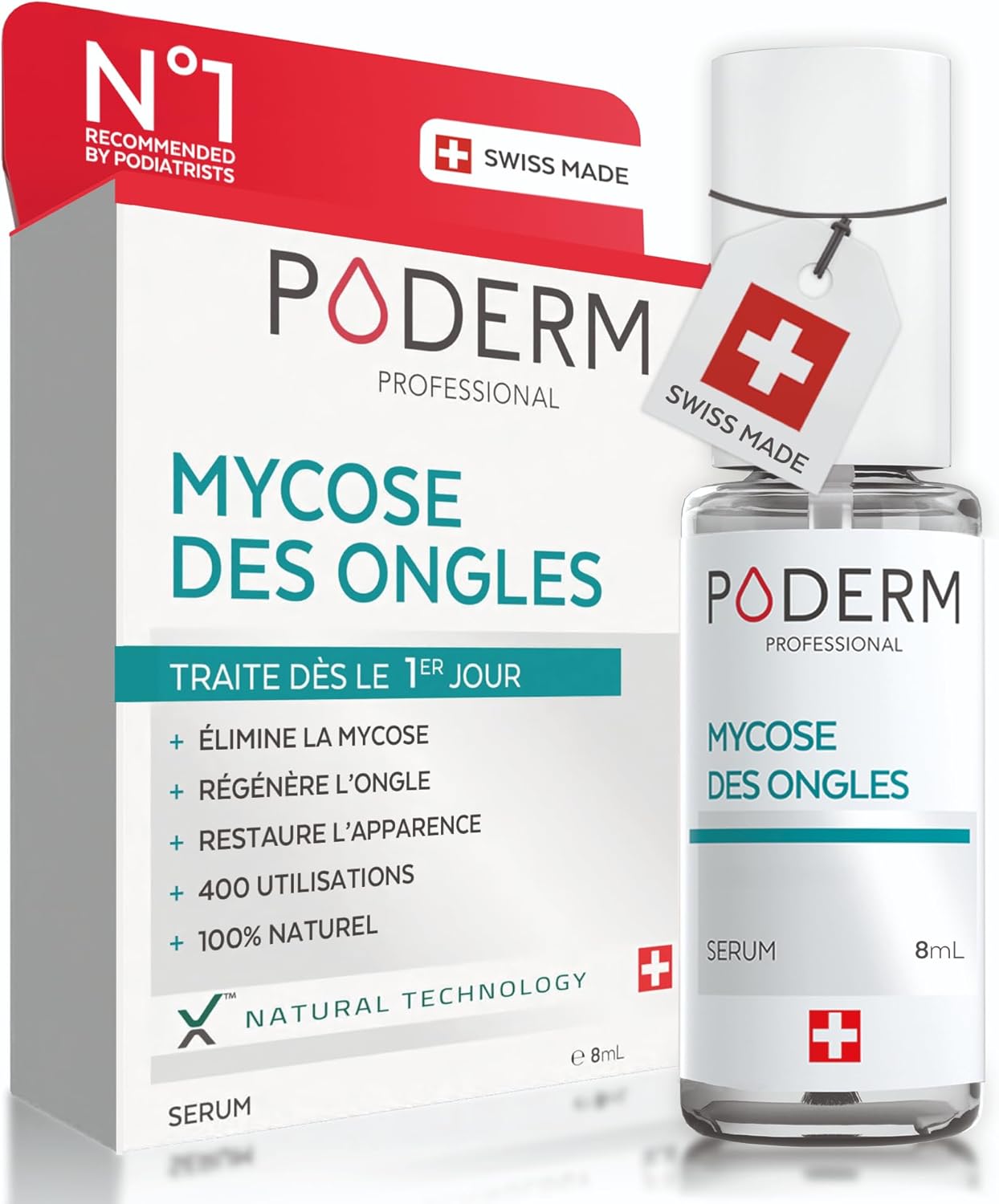 PODERM Huile-Sérum Purifiant Mycose des Ongles 2-en-1 | 100% Plantes Antifongiques & Réparatrices | Dispositif Médical Swiss Made