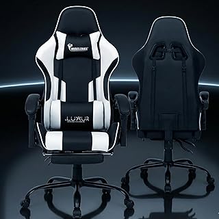 Dr Luxur Musclerice Gaming Office Chair Ergonomic Lumbar Support, PU Leather High Back, Swivel Task Chair with Footrest, R... Price In India