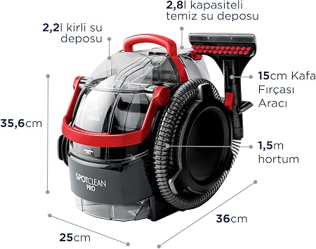 Bissell 750W 1558N Spotclean Pro Halı, Ev Ve Araç İçi Döşemelere Özel Leke Çıkarıcı, En Zorlu Lekeler İçin İdeal