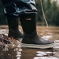 Vista 6 de HISEA Botas de lluvia de goma para hombre, impermeables, para jardín, pesca, exteriores