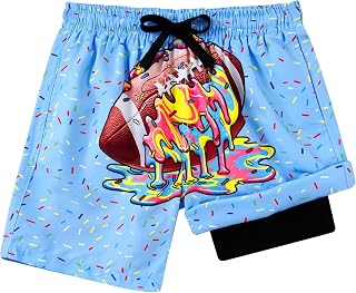 Lovekider 5-16Y Boys Swim Trunks with Compression Liner Swimming Shorts | Quick Dry Water-resistant Fabric, 3 Utility Pockets, 4 Way Stretch Lining, for Swimming Pool, Beach Vacation, Daily Wear