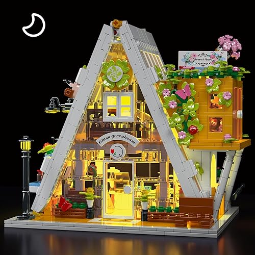 Miniatura 2 de Flower House - Juego de construcción de arquitectura con luz LED, kit de modelo de tienda de flores de la ciudad, juguete de bloques de construcción