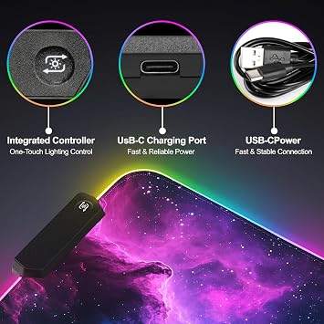 RGB LED Gaming Mouse Pad, Desk Pad, Large Mouse Pad for Desk, Computer Mat