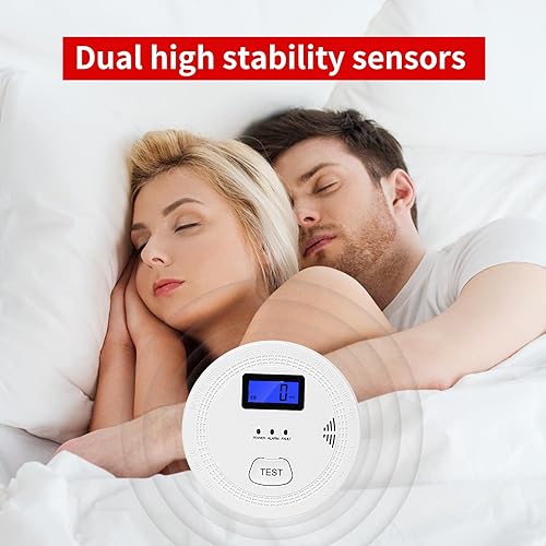 Miniatura 2 de Paquete de 4, detector de humo y monóxido de carbono, alarma de CO y humo 2 en 1, detectores de monóxido de carbono, detector de humo, alarma de 85