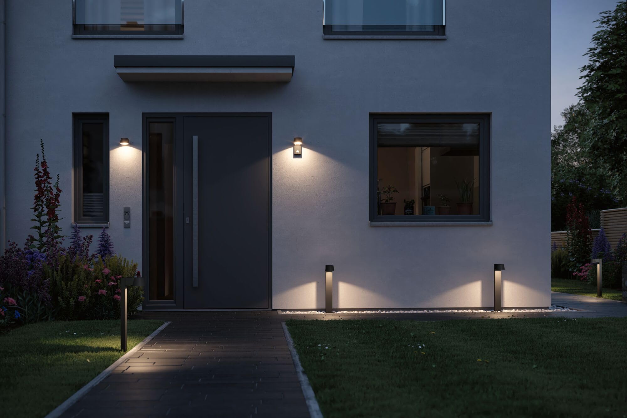 Paulmann 94453 Lampada per esterni LED Capea con rilevatore di movimento IP44 bianco caldo incl. 1x6 Watt nero alluminio 3000 K