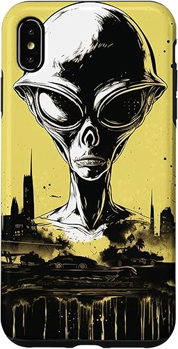 Vista 13 de iPhone 14 Pro Cute Green Alien Head UFO Space Face Alien Case