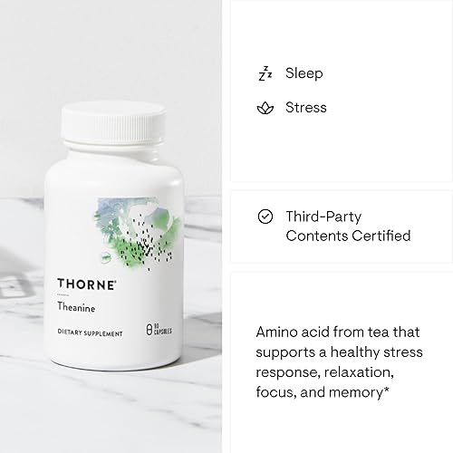 Miniatura 5 de THORNE - Teanina - 200 mg de L-teanina - Apoya una respuesta saludable al estrés, relajación y enfoque - Aumenta la producción de ondas alfa
