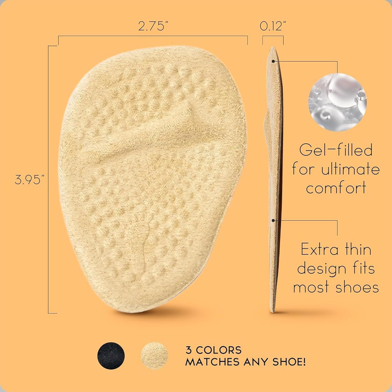 Walkize Metatarsal Pads Women | Heel Inserts for Women | Ball of Foot Cushions (10 Pairs Foot Pads) All Day Pain Relief and Comfort One Size Fits Shoe Inserts (Beige)