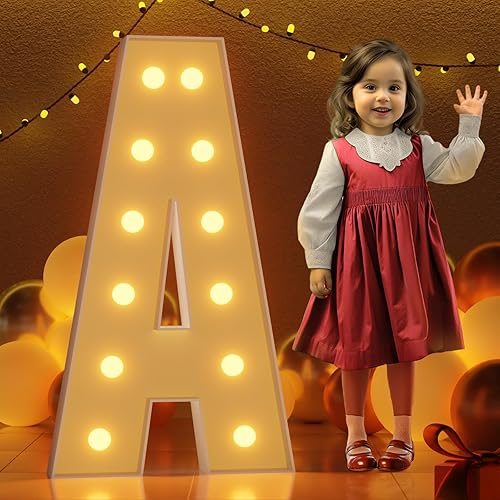 imprsv - Letras iluminadas tipo marquesina, grande en forma de A, para decoración de fiestas, baby showers, aniversarios, bodas, habitación, mensaje