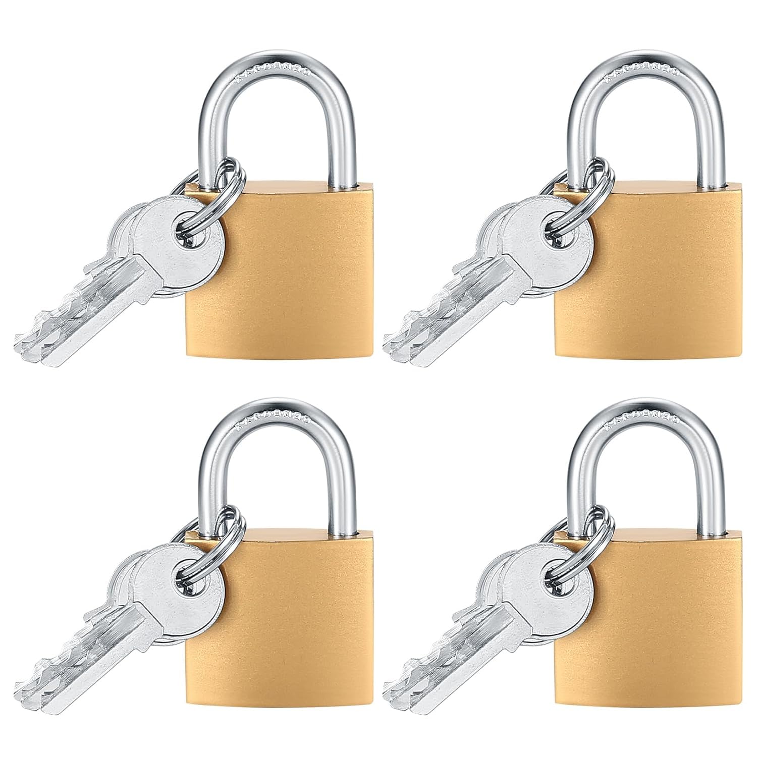DIY Crafts 4 Pcs 1.25" inch, Mini Padlock Small Solid Brass Locks 1.25'' with 3 Keys for Luggage, Backpack, Gym, Suitcase, Classroom Matching Game and More (Gold Silver, 4 Pcs 1.25" inch)-picture-14