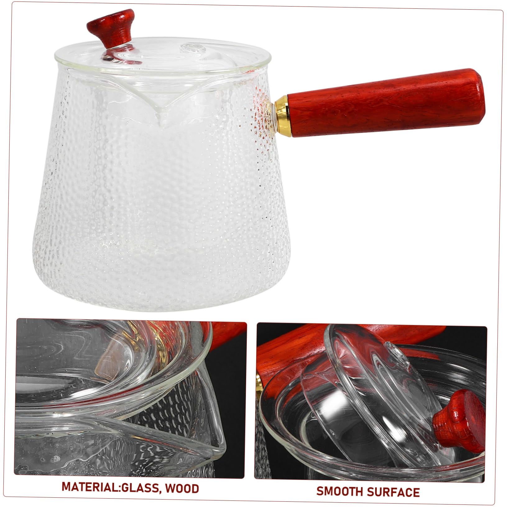 MAGICLULU Glas-teekanne mit Holzgriff Durchsichtige Teekanne aus Glas Teekessel mit Deckel Kleine Teekanne für Losen Tee Kanne zum Aufbrühen von Tee und Kaffee