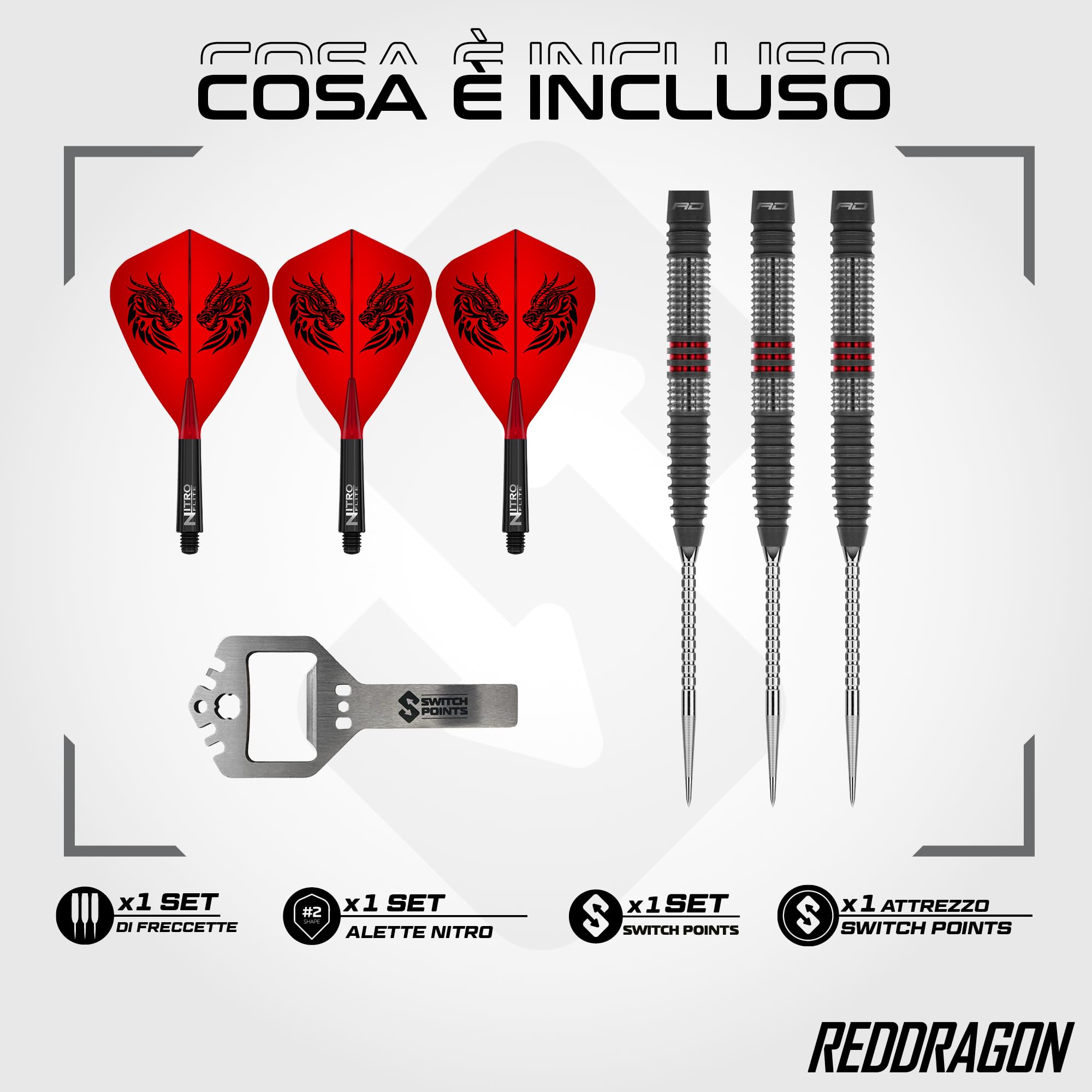 RED DRAGON Jonny Clayton Hiraeth - Set di freccette professionali originali e punti di commutazione alimentati da Winmau | Set di freccette professionali al 90% in tungsteno con alette e aste