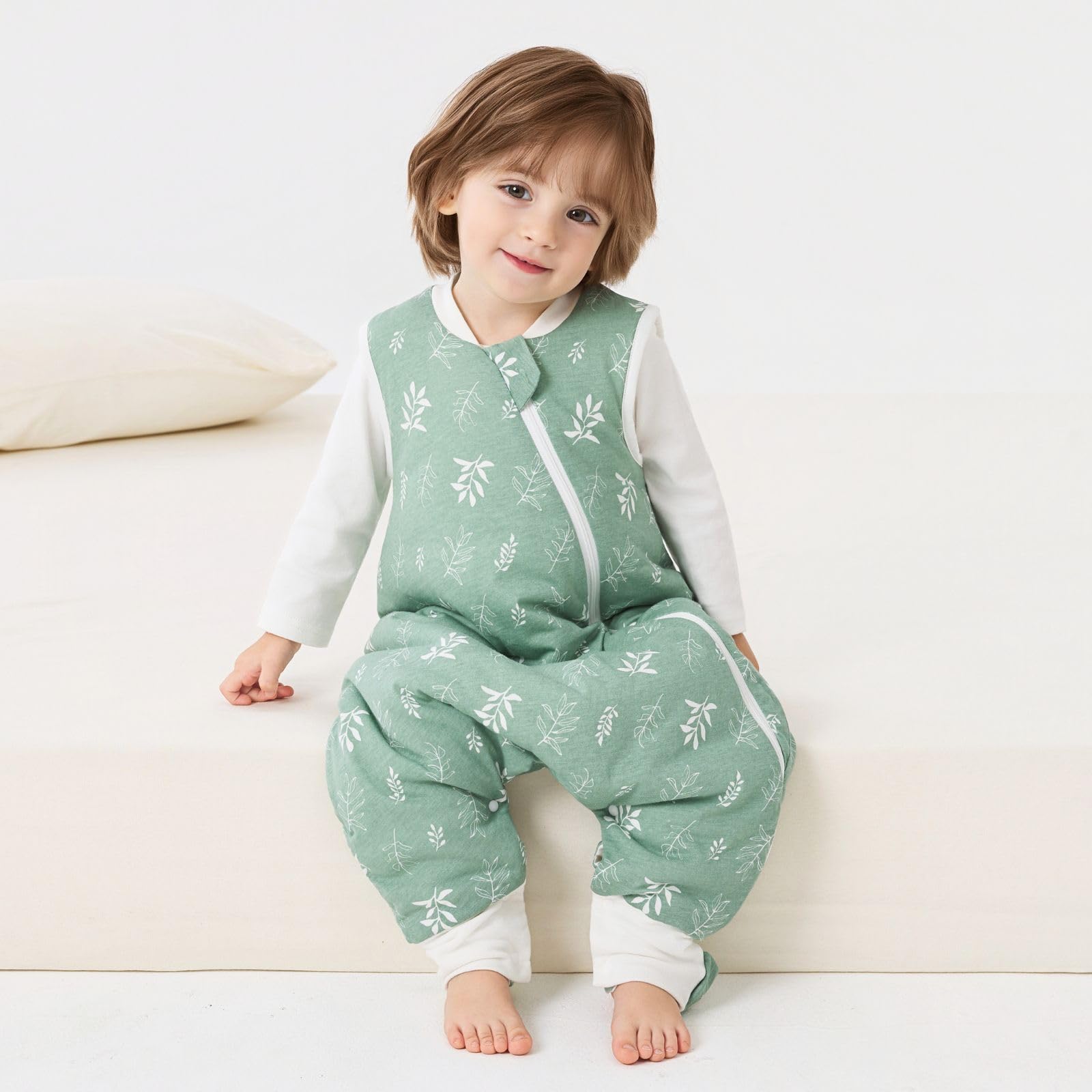 Image secondaire de Duomiaomiao Gigoteuse avec pieds, 100 % coton, 1,5 tog, pour toute l'année, pour garçons et filles