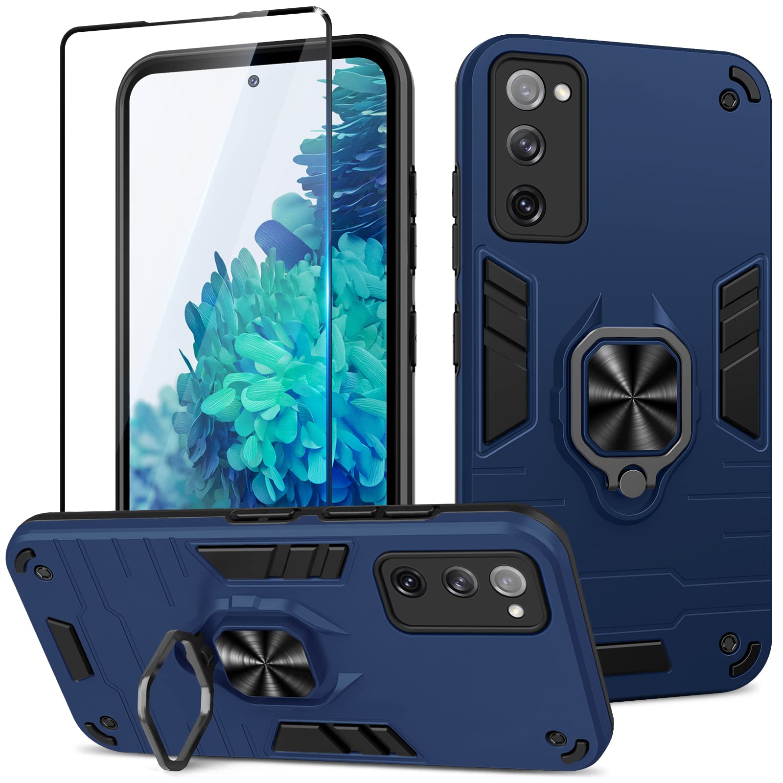 Funda para Samsung Galaxy A13 4G con Cristal Templado Protector Pantalla, Carcasa Antigolpes con Soporte anular metálico, Case Protectora de Grado Militar, Negro — view 273