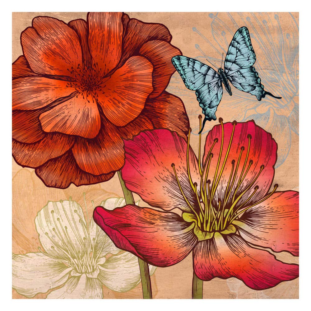 Oeuvres Italia Fleurs et Papillons (détail)-Papier Art-26"x26"
