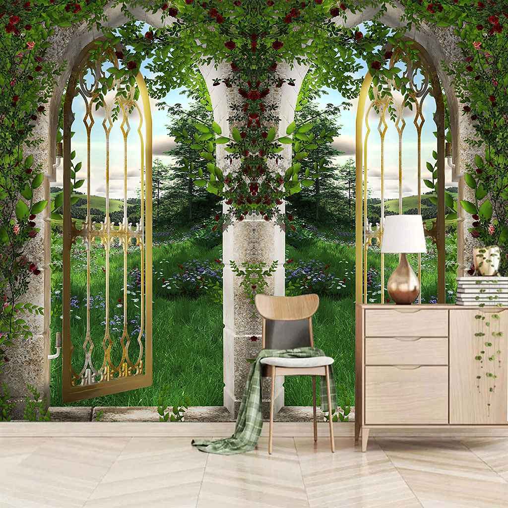 Papier peint panoramique vigne verte 250x175 cm pour deco murale de salon