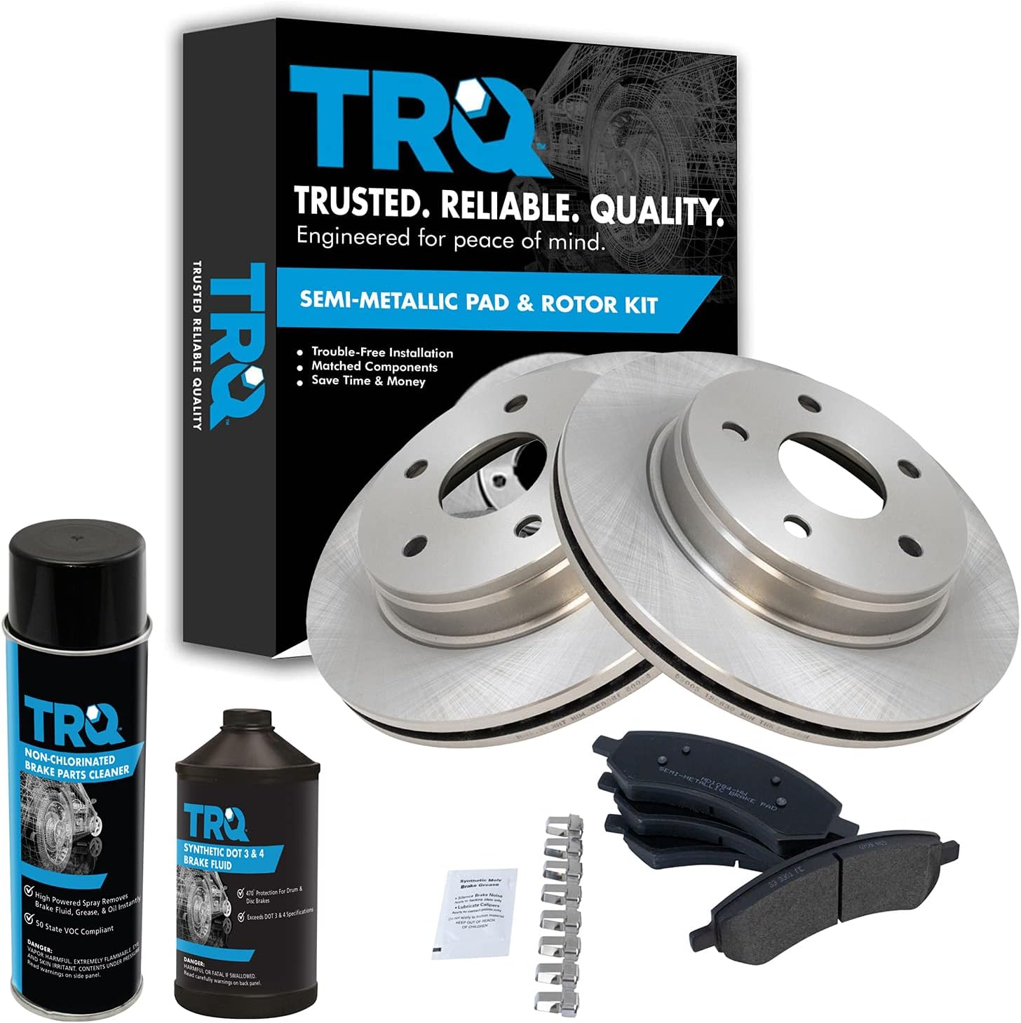 TRQ Front Brake Pad & Rotor Kit Brake Chemical Kit Brake Pads Brake Rotor Semi-Metallic Compatible with 2007-2009 Chrysler Aspen Dodge Durango 2006-2010 Ram 1500 2011-2018 Ram 1500