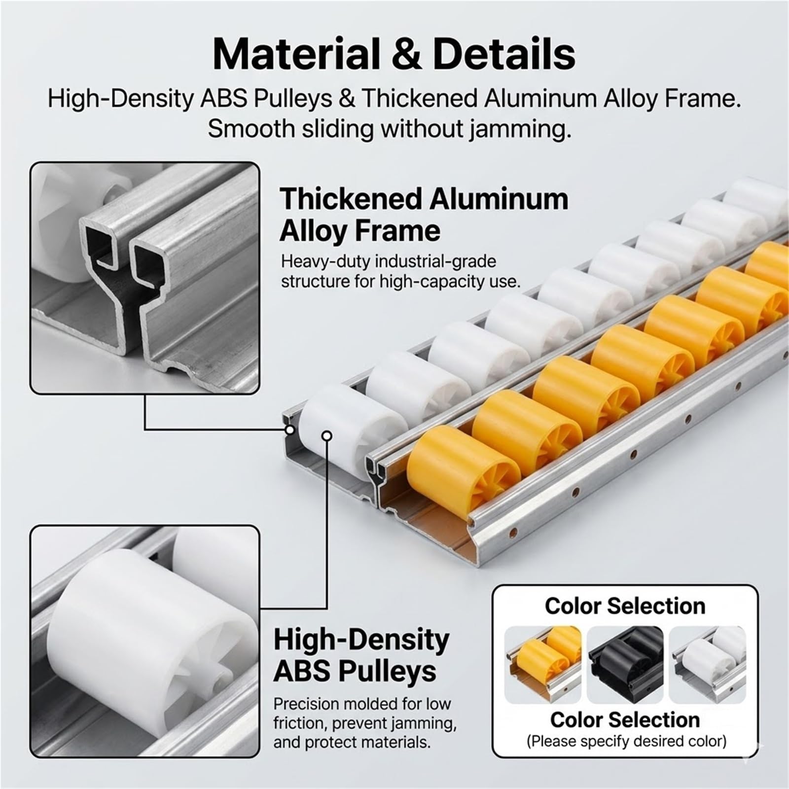 80okG/M Schwerlast Aluminium Rollenbahn, Schwerkraft Rollchenleiste Mit Verstärktem Lager, Gleitschiene Für Industrie Durchlaufregal(Schwarz,B-Long-1.3m)