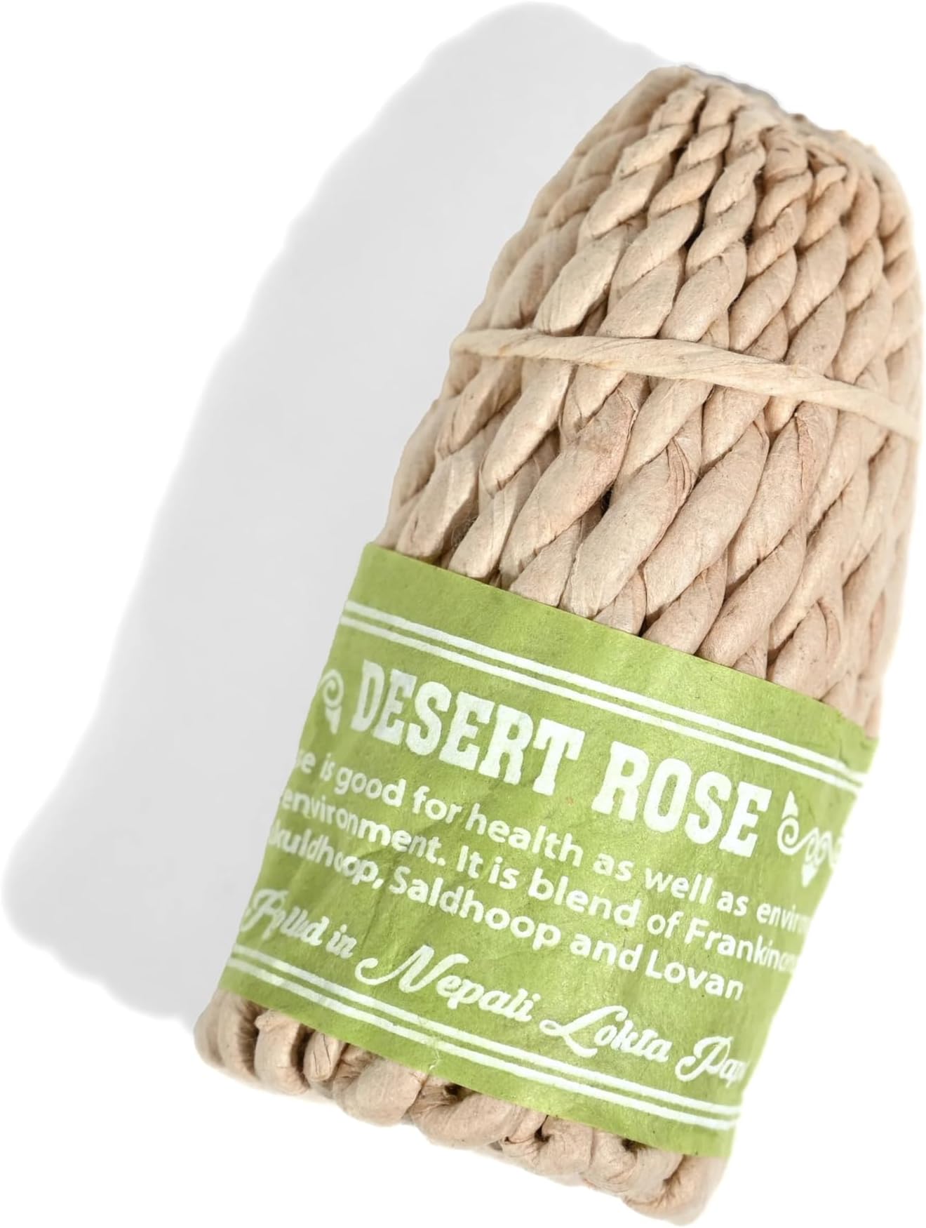 Nepali Desert Rose Rope Incense - Frankincense & Himalayan Herbs Hand Rolled in Lokta Paper - Meditation