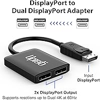 Vista 3 de uptab Adaptador DisplayPort a Dual DisplayPort 8K Multi Monitor Splitter, Convertidor Multi-Stream Transport (MST) Hub, DP a 2X DP