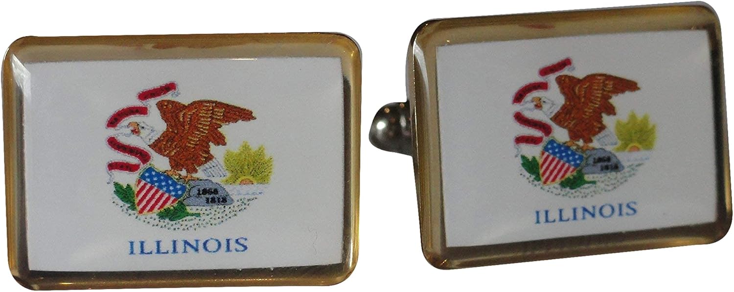 Illinois State Flag Cufflinks, Lapel Pins, Tie Bars, Earrings, Jewelry and Accessories