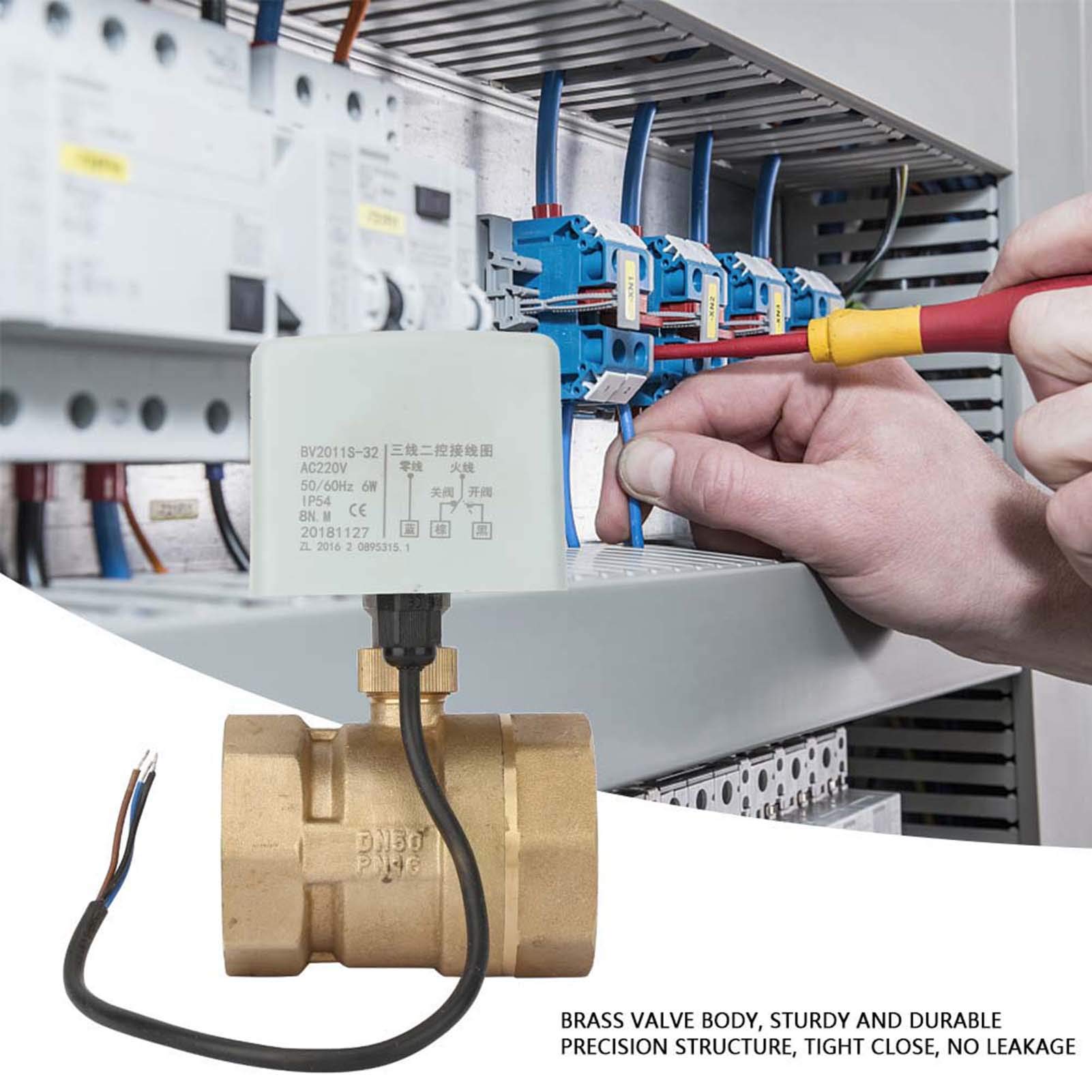 Alvinlite AC220V DN50 Válvula de bola motorizada de 2 pulgadas | Válvula eléctrica de 2 vías y 3 cables Bola motorizada