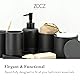 ZCCZ - Black Matte Bathroom Accessories Set 6 Pcs - Toothbrush Holder, Lotion Soap Dispenser, 2 Qtip Holder Dispenserr, Vanity Tray, Bathroom Tumbler - Decorative Countertop Vanity Organizer Product Image 2