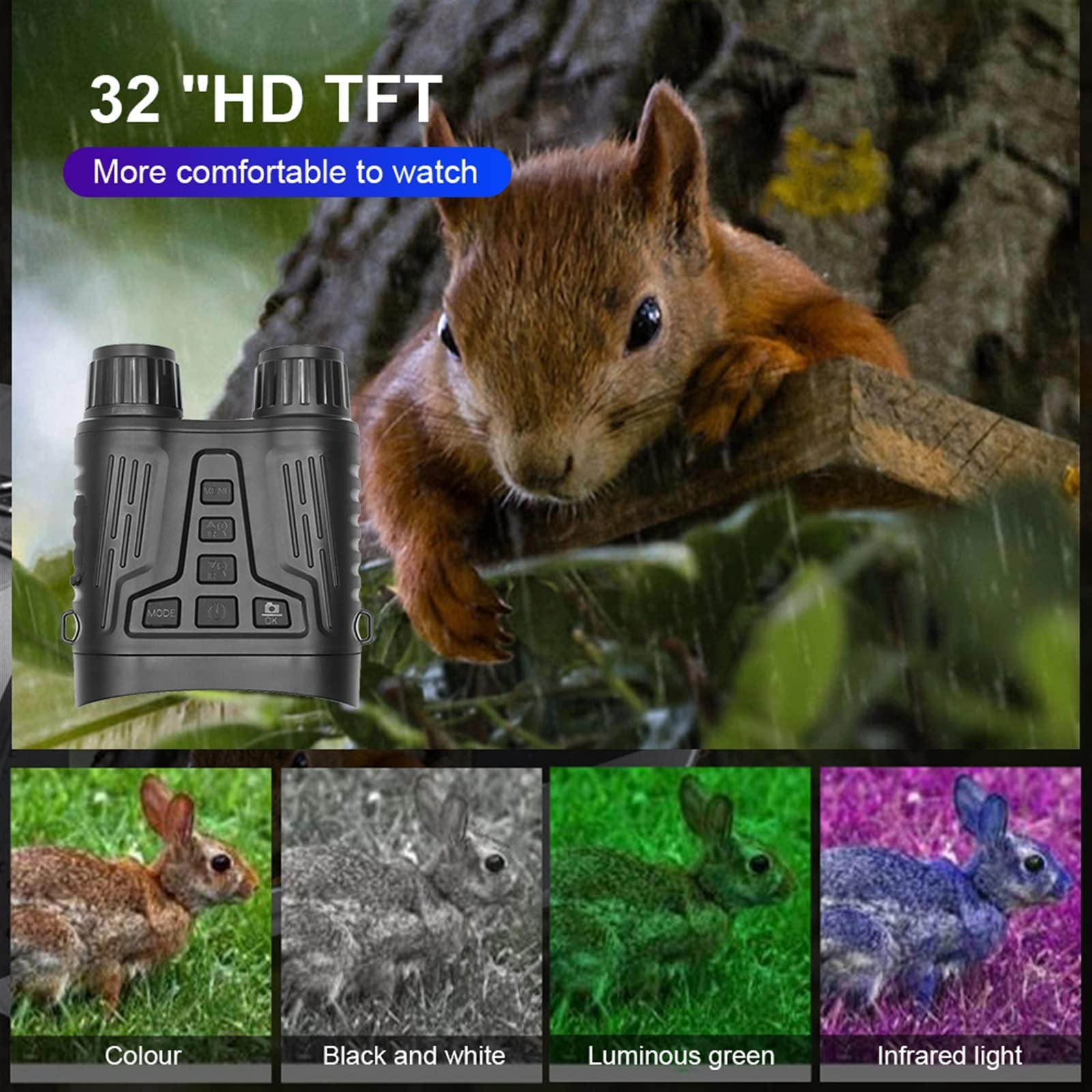 Gogle noktowizyjne, Lornetka cyfrowa 1080P 3.2 calowy duży ekran teleskop myśliwski 8-krotny Zoom cyfrowy gogle noktowizyjne do polowania na zewnątrz Camping