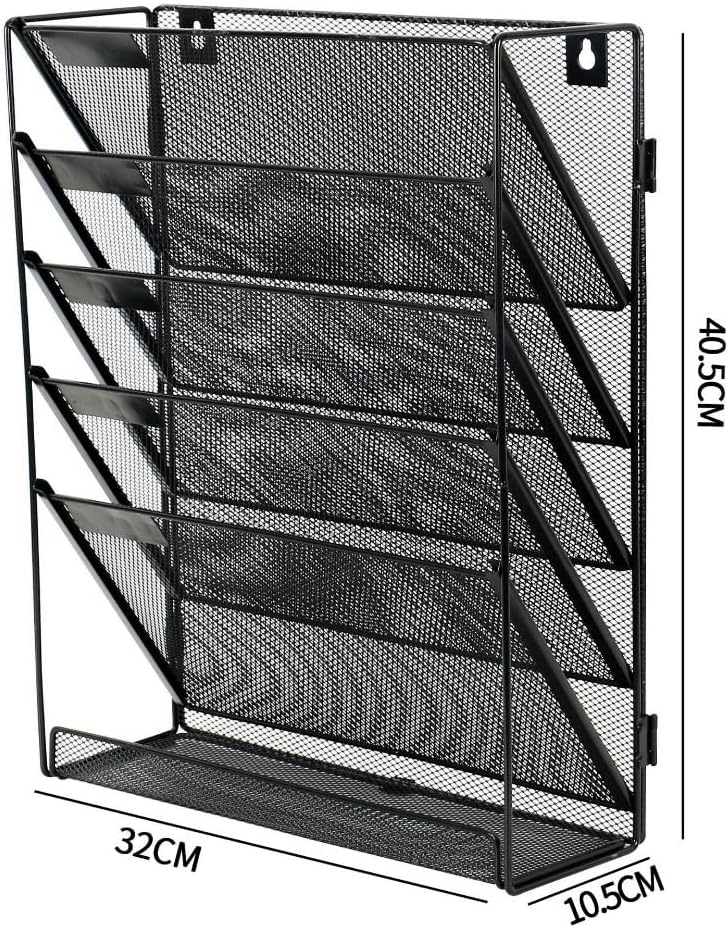 ファイルラック、6段、デスクトップ収納、棚、壁掛け、ファイル整理、書類トレイ、レタートレイ、デスク収納、書類ホルダー、組み立て不要、