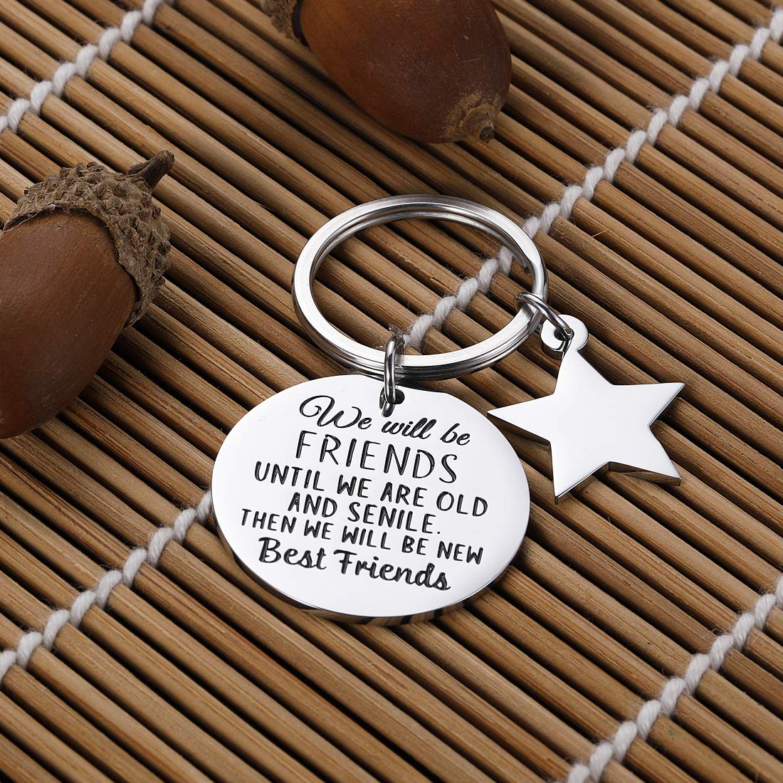 "Good Friends Are Like Stars" Keychain For Women & Men - Stainless Steel Friendship Gift With Velvet Bag - View #9