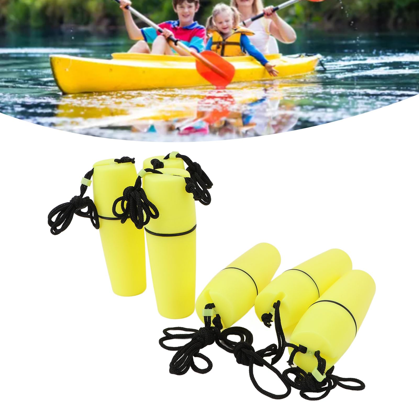 Naroote Bottiglia Galleggiante per Barca, Bottiglia Contenitore per Kayak Sigillata Sicura con Corda Impermeabile per Immersioni 6 Pezzi (Yellow