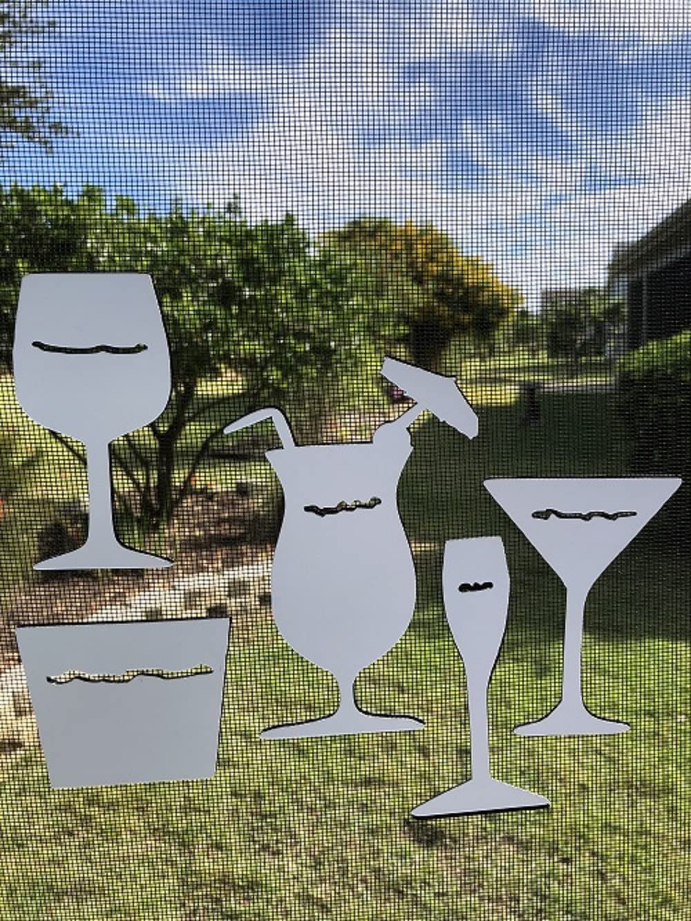 Photo 1 of DCentral® Cocktails Anyone? Flexible Vinyl Screen Magnets; Double-Sided, White - Easier to See, Helps to Stop Walking into Screens, Covers Small tears, for Non-RETRACTABLES, Avg Sizes W 2.5 x 3.5
