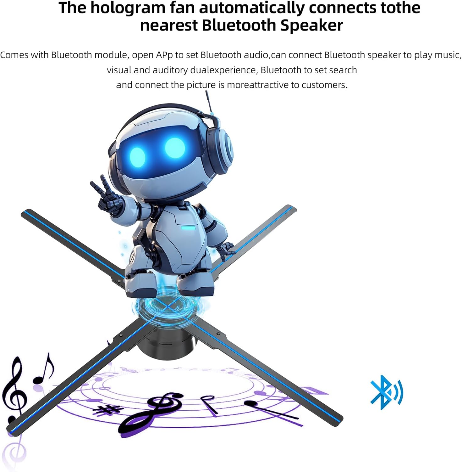 3DHologramFan 18.1" 528 LED Hologram Display Fan, WiFi & APP Control, Bluetooth, Remote, 2000cd/m² Brightness, 1500 3D videos Hologram Advertising Display for Business Store,Exhibition,festival,Retail