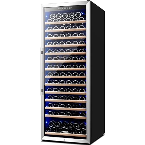 BODEGA 24 Inch Wine Cooler, 154 Bottle Refrigerator, Freestanding Wine Fridge with Intelligent Temperature Memory & Humidity Control, Upgraded Compressor, Quiet Operation