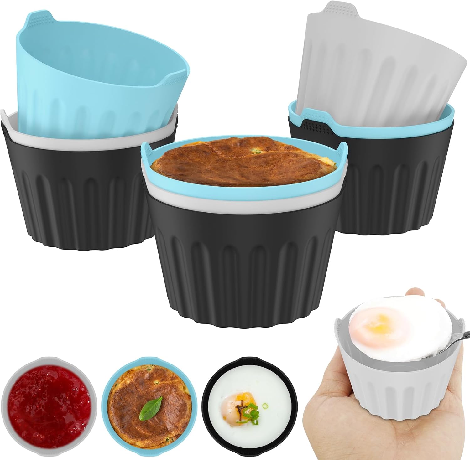 9pcs Air Fryer Egg Mold, Silicone Egg Poacher Cups, HeatResistant Round Poached Egg Cups